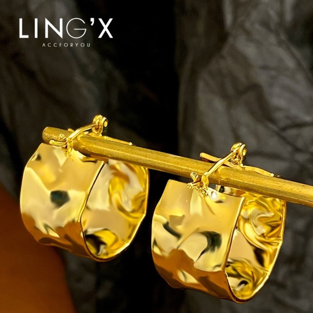 Vintage Irregular Metal Earrings Earrings Gold and Silver